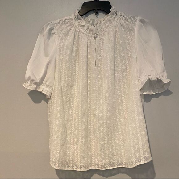 Anthropologie Current Air Button Front Mock Neck Blouse Size Large - Picture 1 of 5